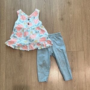 Carter's Coral and Yellow Floral Cotton Sundress with Wood Buttons